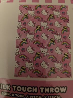 Hello Kitty Pink Rainbow & Fruit Plush Throw